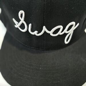 NWT!Set of 2 Caps: Charlotte Russe Black "Swag" Flat Brim Cap & White/Black Truc